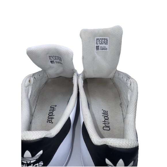 Adidas Superstar Classic White Black Stripe Sneakers - Size 3.5 Women's No Laces - Picture 6 of 9